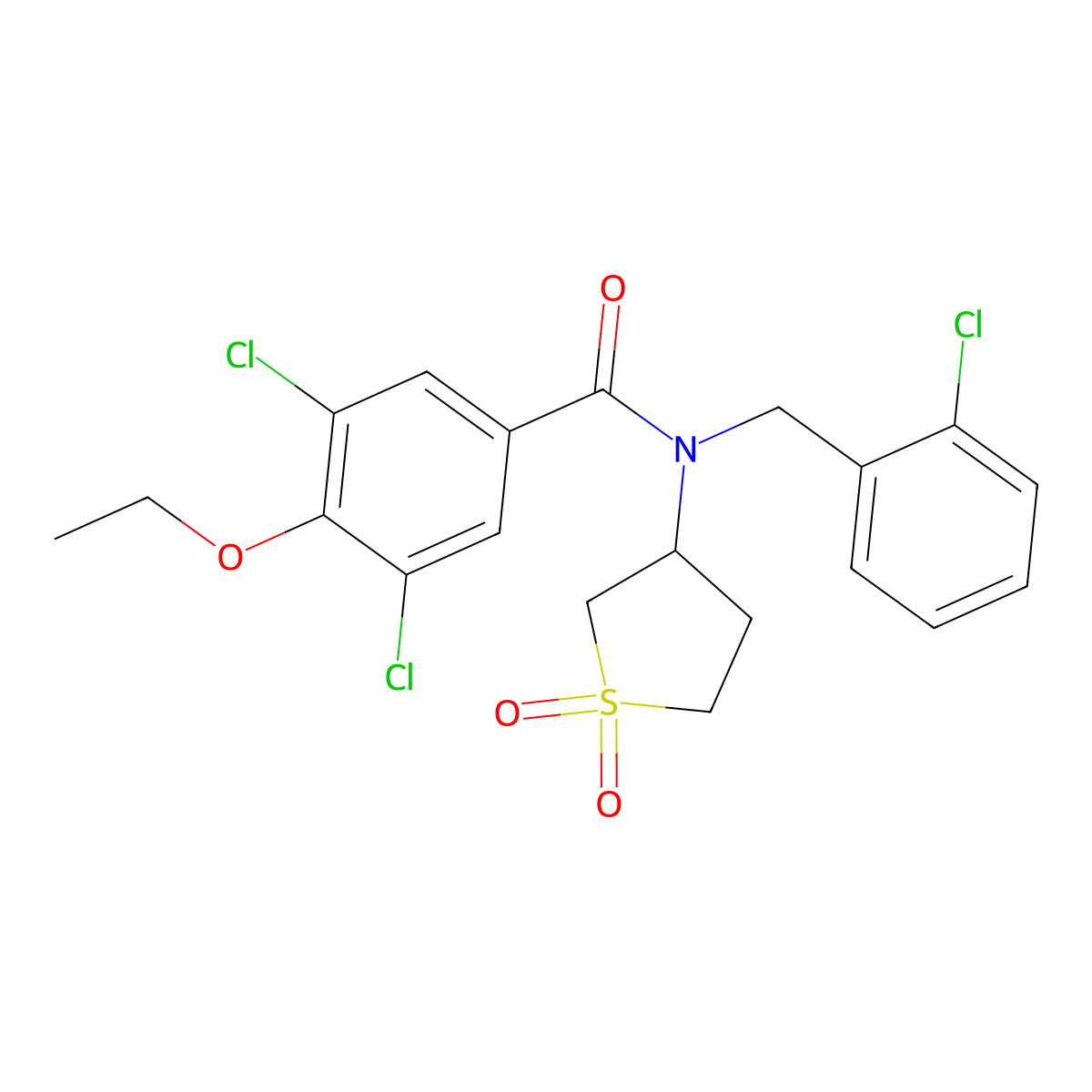 3,5-dichloro-N-(2-chlorobenzyl)-N-(1,1-dioxidotetrahydrothiophen-3-yl)-4-ethoxybenzamide molecular structure, CAS 579439-46-6