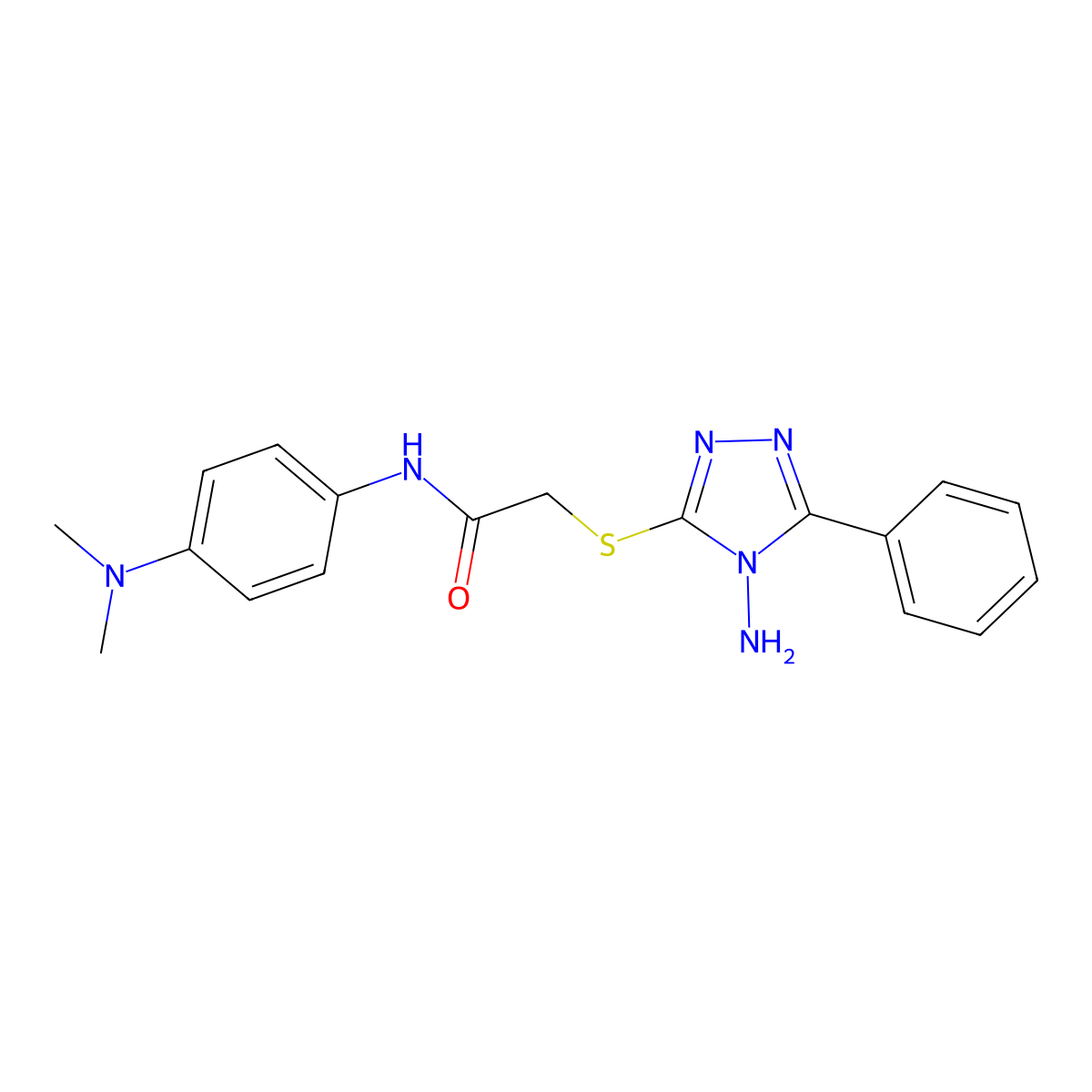 2-[(4-amino-5-phenyl-4H-1,2,4-triazol-3-yl)sulfanyl]-N-[4-(dimethylamino)phenyl]acetamide molecular structure, CAS 579439-49-9