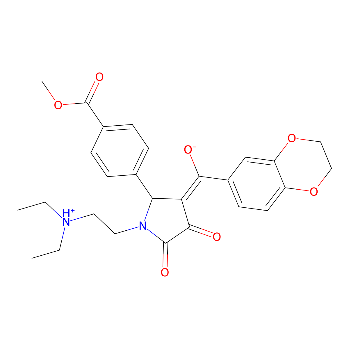 methyl 4-{1-[2-(diethylamino)ethyl]-3-(2,3-dihydro-1,4-benzodioxine-6-carbonyl)-4-hydroxy-5-oxo-2,5-dihydro-1H-pyrrol-2-yl}benzoate molecular structure, CAS 579439-51-3