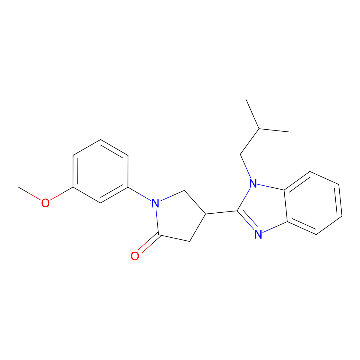 4-(1-isobutyl-1H-benzo[d]imidazol-2-yl)-1-(3-methoxyphenyl)pyrrolidin-2-one molecular structure, CAS 579439-60-4