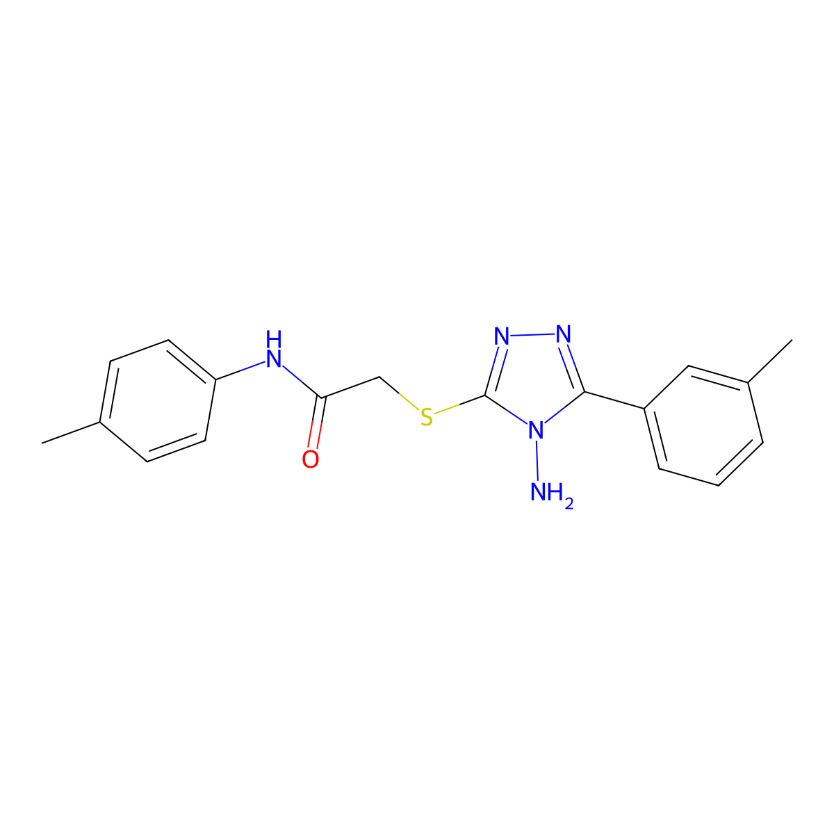 2-((4-amino-5-(m-tolyl)-4H-1,2,4-triazol-3-yl)thio)-N-(p-tolyl)acetamide molecular structure, CAS 579439-75-1