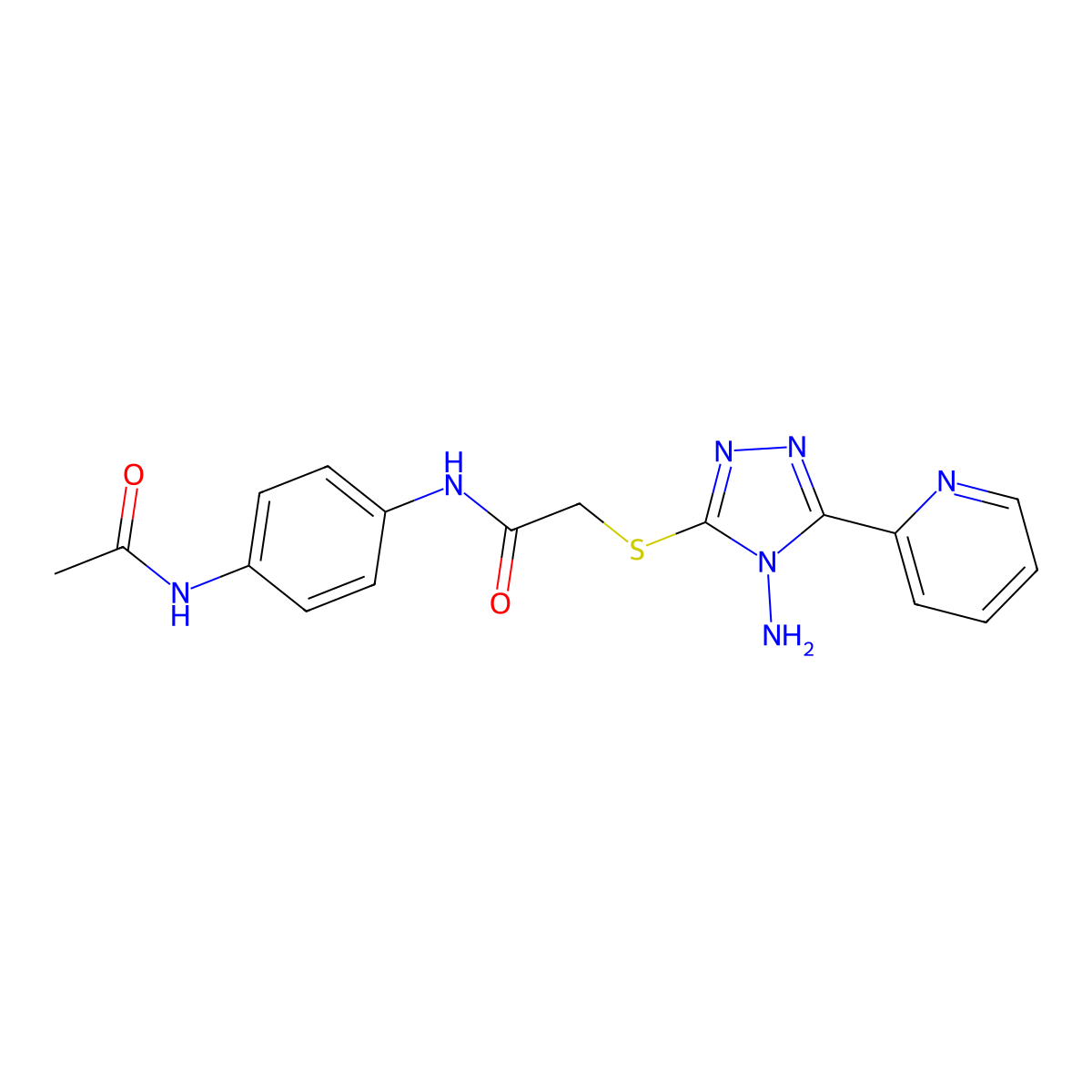N-[4-(acetylamino)phenyl]-2-(4-amino-5-(2-pyridyl)(1,2,4-triazol-3-ylthio))ace tamide molecular structure, CAS 579439-89-7