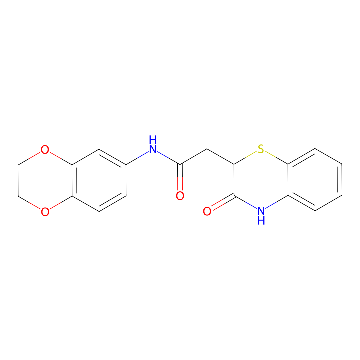 N-(2,3-dihydro-1,4-benzodioxin-6-yl)-2-(3-oxo-3,4-dihydro-2H-1,4-benzothiazin-2-yl)acetamide molecular structure, CAS 579439-95-5