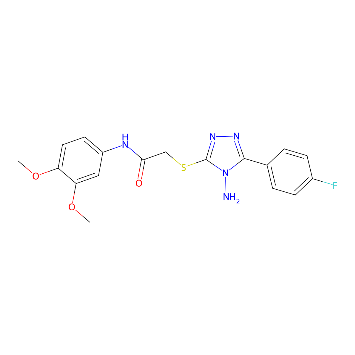 2-{[4-amino-5-(4-fluorophenyl)-4H-1,2,4-triazol-3-yl]sulfanyl}-N-(3,4-dimethoxyphenyl)acetamide molecular structure, CAS 579439-97-7