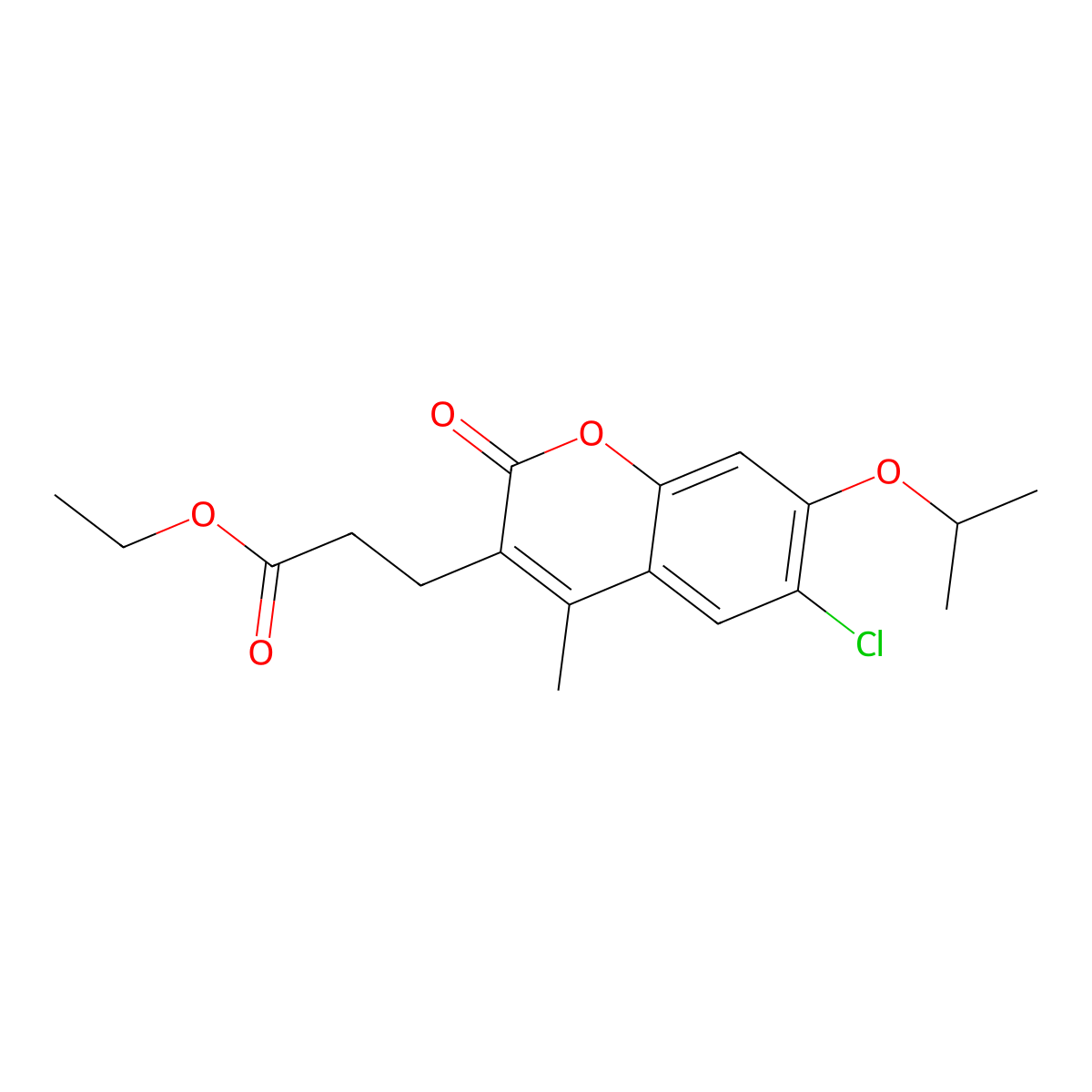ethyl 3-(6-chloro-7-isopropoxy-4-methyl-2-oxo-2H-chromen-3-yl)propanoate molecular structure, CAS 579440-04-3