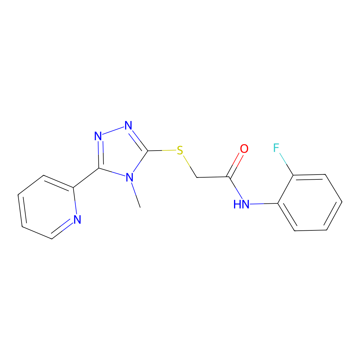 N-(2-fluorophenyl)-2-{[4-methyl-5-(pyridin-2-yl)-4H-1,2,4-triazol-3-yl]sulfanyl}acetamide molecular structure, CAS 579440-09-8
