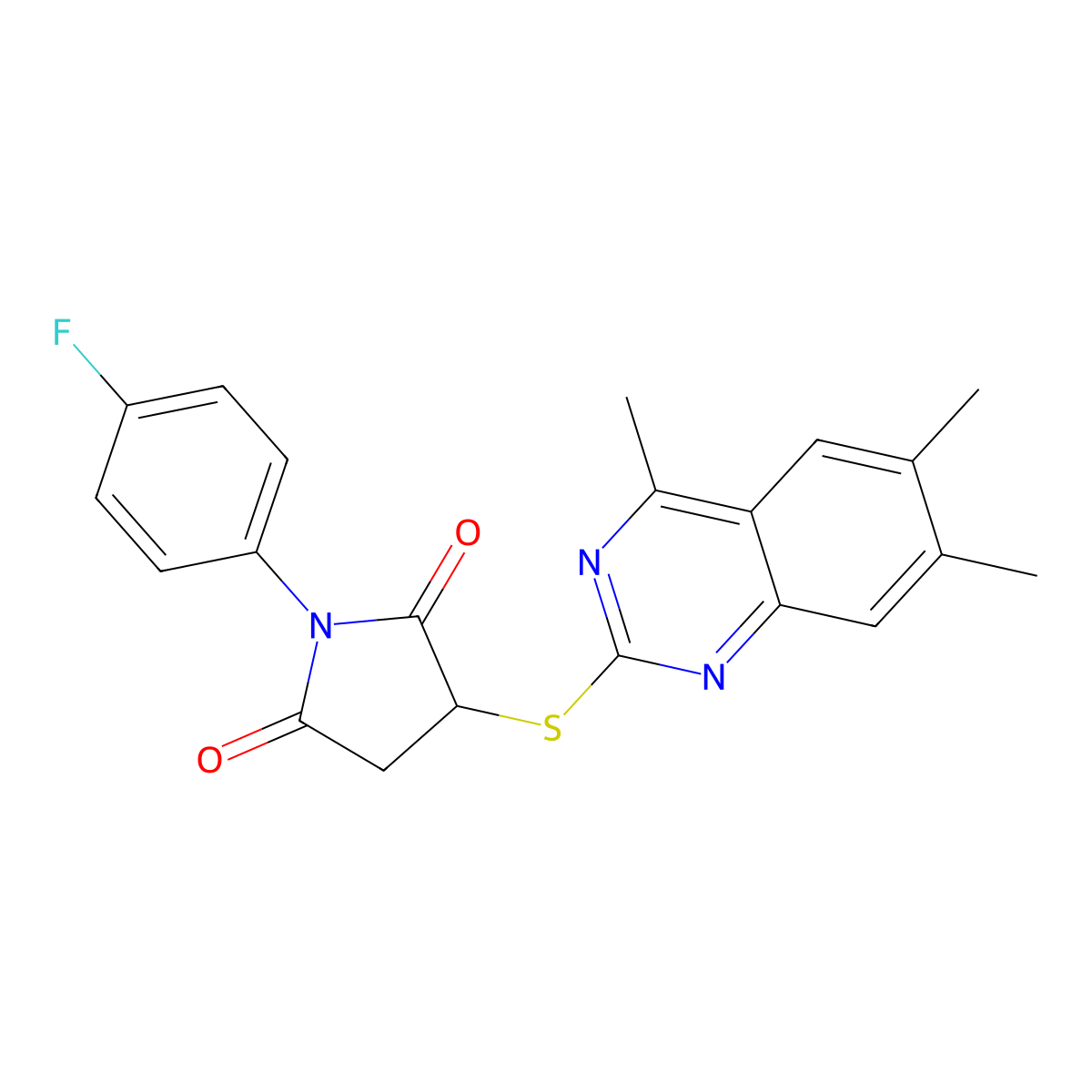1-(4-Fluorophenyl)-3-[(4,6,7-trimethyl-2-quinazolinyl)sulfanyl]-2,5-pyrrolidinedione molecular structure, CAS 579440-19-0