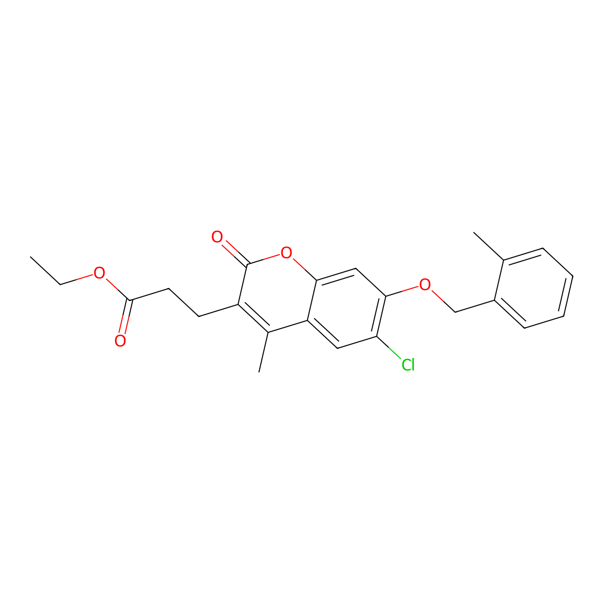 ethyl 3-{6-chloro-4-methyl-7-[(2-methylbenzyl)oxy]-2-oxo-2H-chromen-3-yl}propanoate molecular structure, CAS 579440-25-8