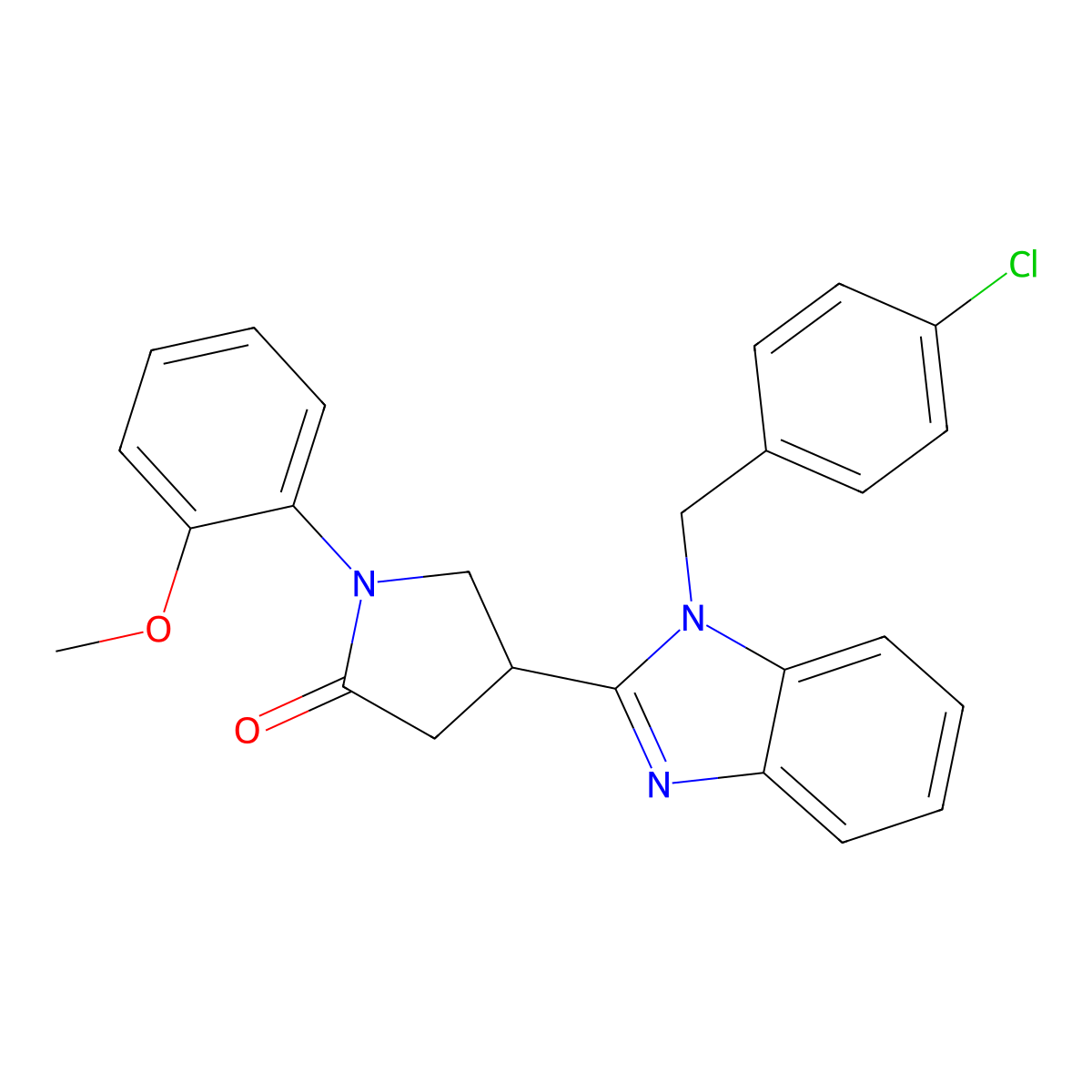 4-(1-(4-chlorobenzyl)-1H-benzo[d]imidazol-2-yl)-1-(2-methoxyphenyl)pyrrolidin-2-one molecular structure, CAS 579440-28-1