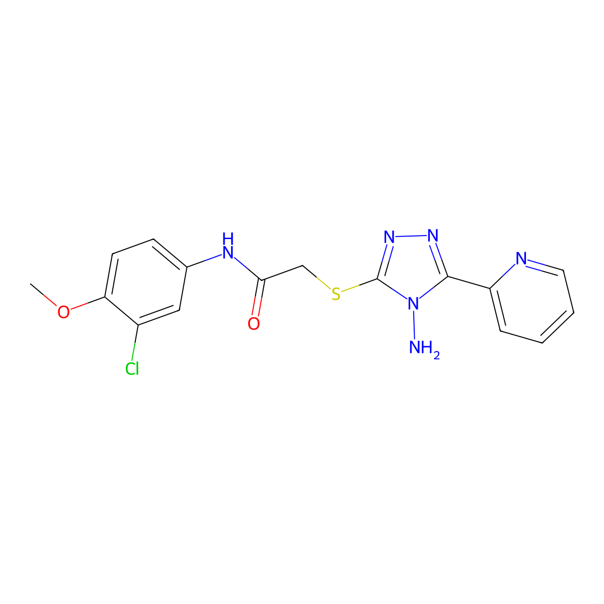 2-(4-amino-5-(2-pyridyl)(1,2,4-triazol-3-ylthio))-N-(3-chloro-4-methoxyphenyl) acetamide molecular structure, CAS 579440-30-5