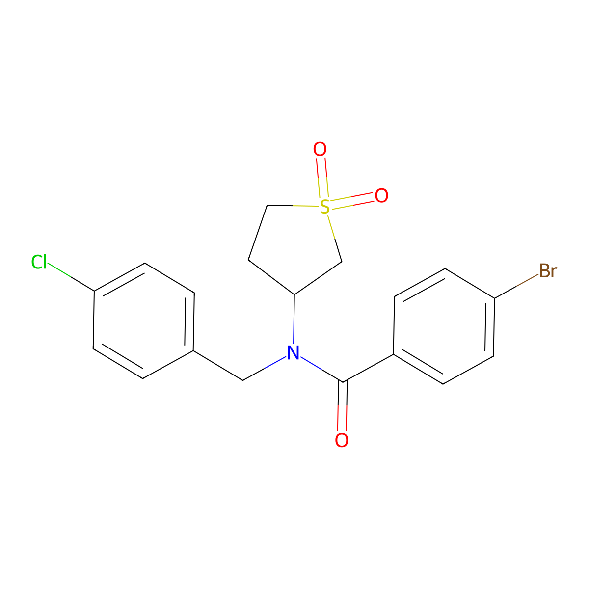 4-bromo-N-(4-chlorobenzyl)-N-(1,1-dioxidotetrahydro-3-thienyl)benzamide molecular structure, CAS 579440-41-8