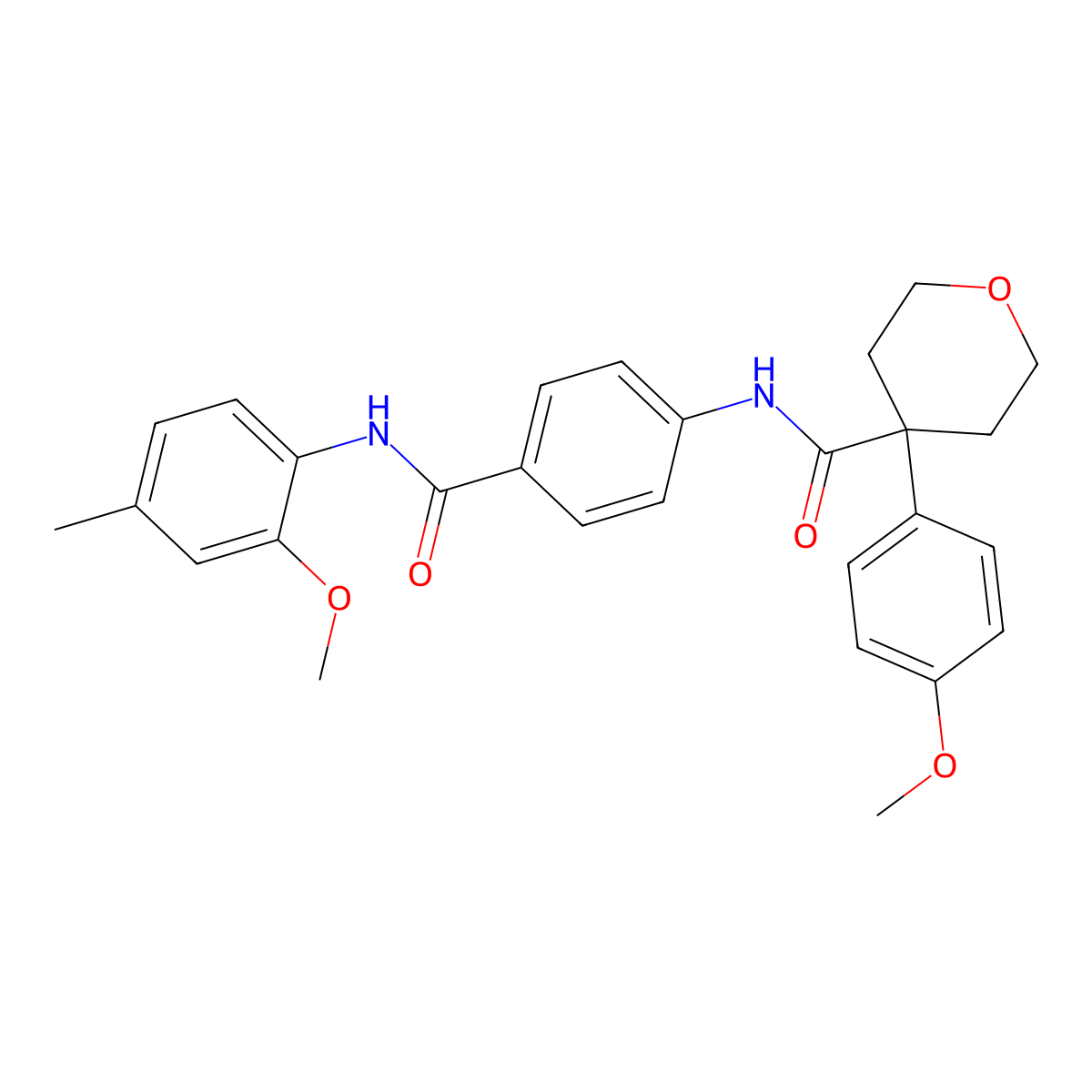 N-[4-[(2-methoxy-4-methylphenyl)carbamoyl]phenyl]-4-(4-methoxyphenyl)oxane-4-carboxamide molecular structure, CAS 579440-51-0