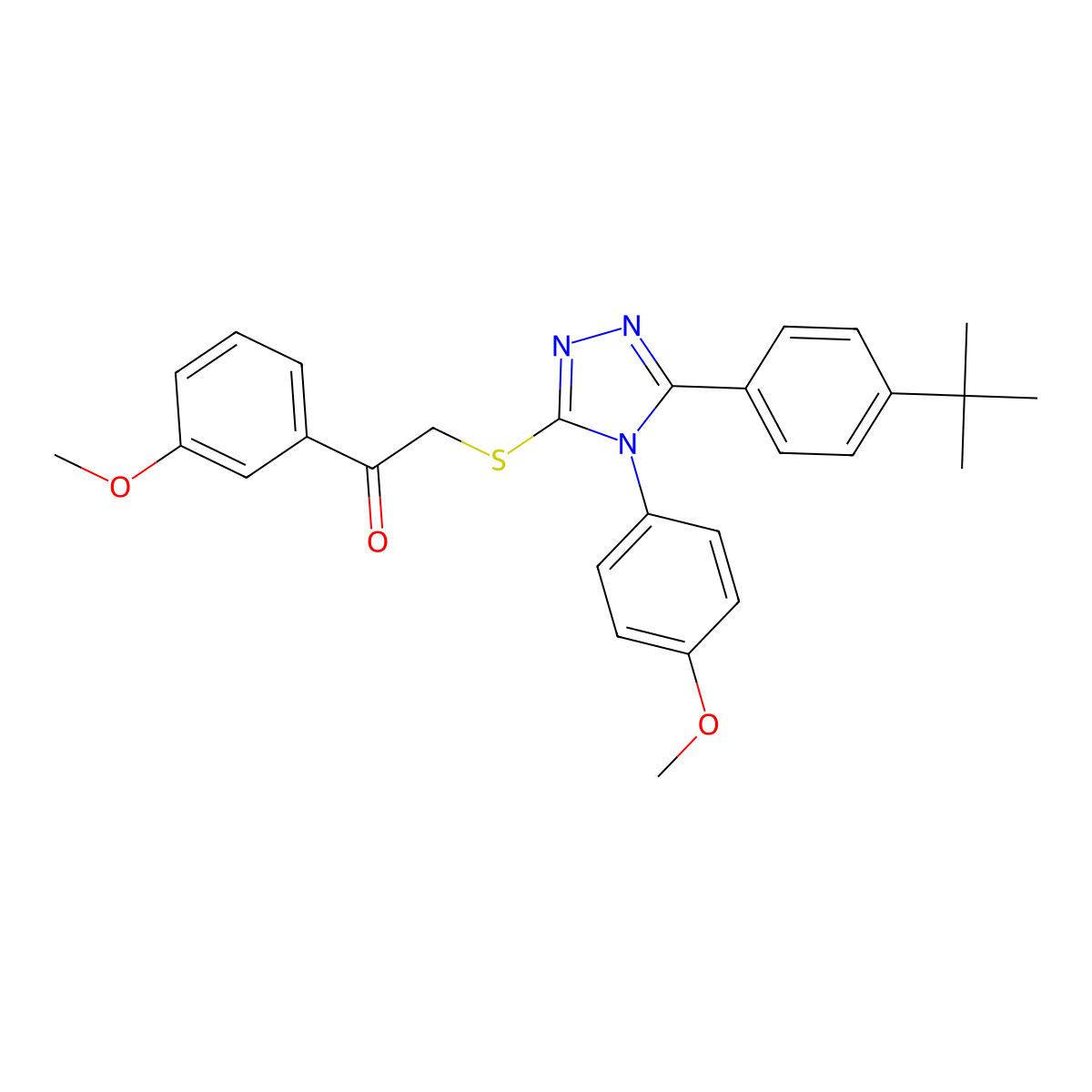 2-{[5-(4-Tert-butylphenyl)-4-(4-methoxyphenyl)-4H-1,2,4-triazol-3-YL]sulfanyl}-1-(3-methoxyphenyl)ethanone molecular structure, CAS 579440-57-6