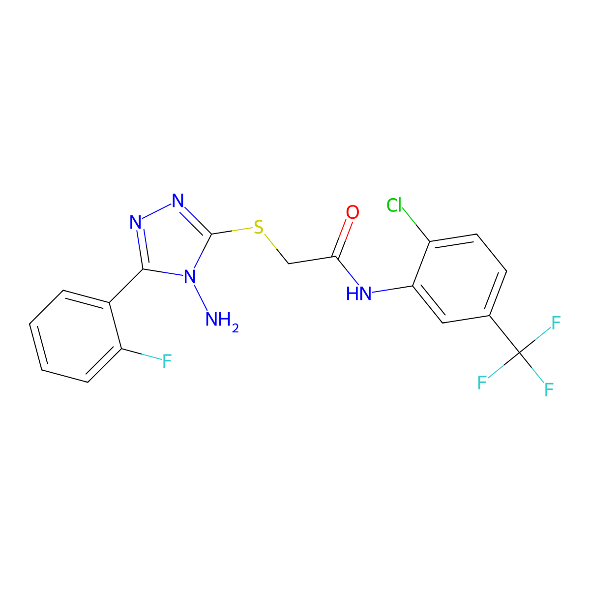 2-{[4-amino-5-(2-fluorophenyl)-4H-1,2,4-triazol-3-yl]sulfanyl}-N-[2-chloro-5-(trifluoromethyl)phenyl]acetamide molecular structure, CAS 579440-72-5