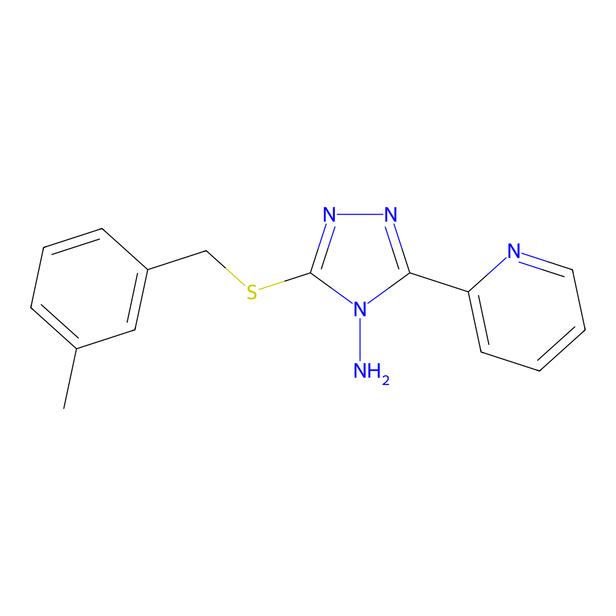 3-[(3-Methylphenyl)methylthio]-5-(2-pyridyl)-1,2,4-triazole-4-ylamine molecular structure, CAS 579440-73-6