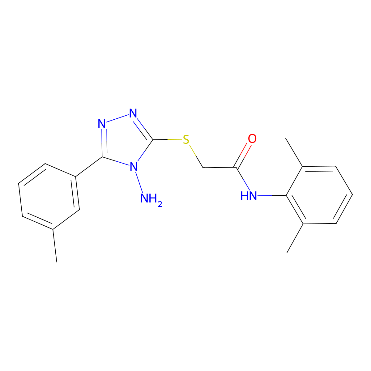 2-((4-amino-5-(m-tolyl)-4H-1,2,4-triazol-3-yl)thio)-N-(2,6-dimethylphenyl)acetamide molecular structure, CAS 579440-75-8