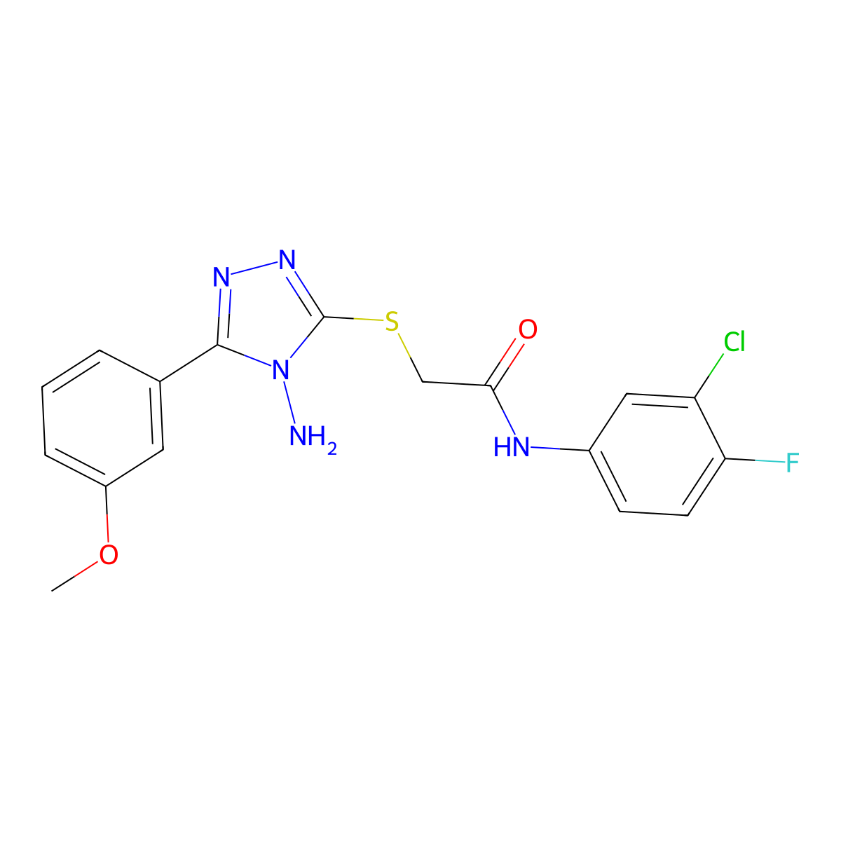 2-[4-amino-5-(3-methoxyphenyl)(1,2,4-triazol-3-ylthio)]-N-(3-chloro-4-fluoroph enyl)acetamide molecular structure, CAS 579440-92-9
