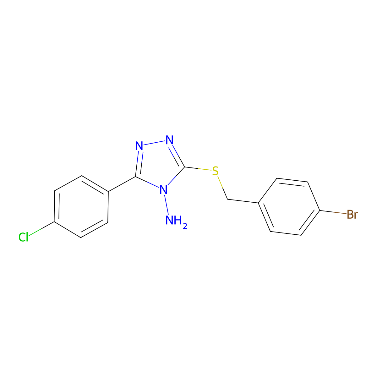 3-[(4-Bromophenyl)methylthio]-5-(4-chlorophenyl)-1,2,4-triazole-4-ylamine molecular structure, CAS 579440-93-0