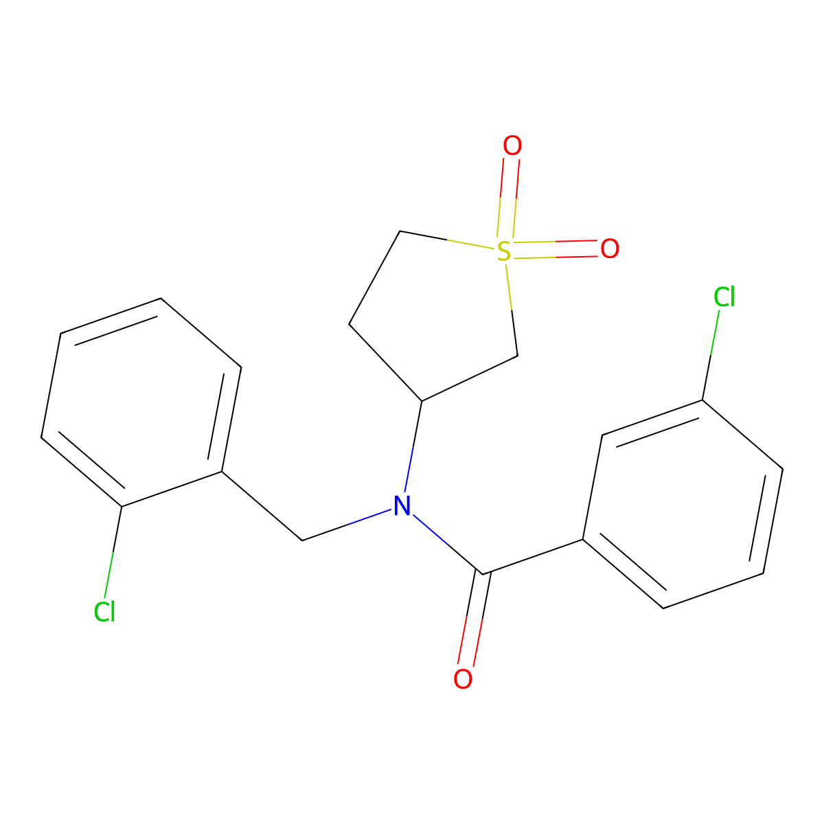 3-chloro-N-(2-chlorobenzyl)-N-(1,1-dioxidotetrahydrothiophen-3-yl)benzamide molecular structure, CAS 579441-04-6