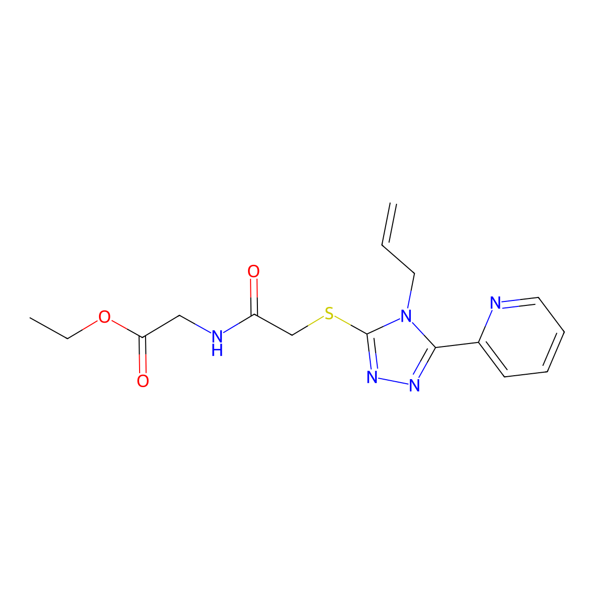 Ethyl 2-[2-(4-prop-2-enyl-5-(2-pyridyl)-1,2,4-triazol-3-ylthio)acetylamino]ace tate molecular structure, CAS 579441-11-5