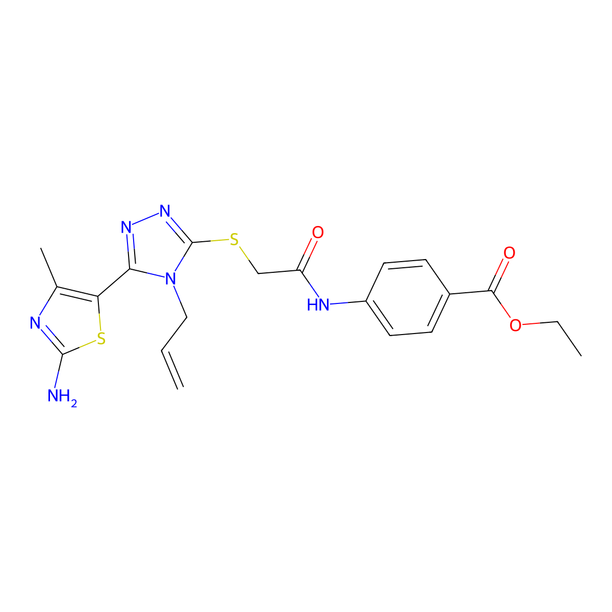 ethyl 4-[({[4-allyl-5-(2-amino-4-methyl-1,3-thiazol-5-yl)-4H-1,2,4-triazol-3-yl]thio}acetyl)amino]benzoate molecular structure, CAS 579441-13-7