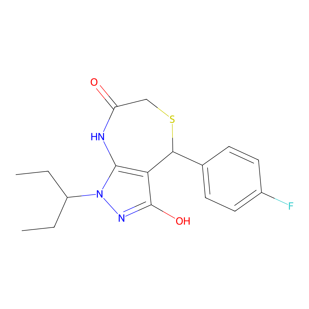 4-(4-fluorophenyl)-1-pentan-3-yl-4,8-dihydro-2H-pyrazolo[3,4-e][1,4]thiazepine-3,7-dione molecular structure, CAS 579441-31-9