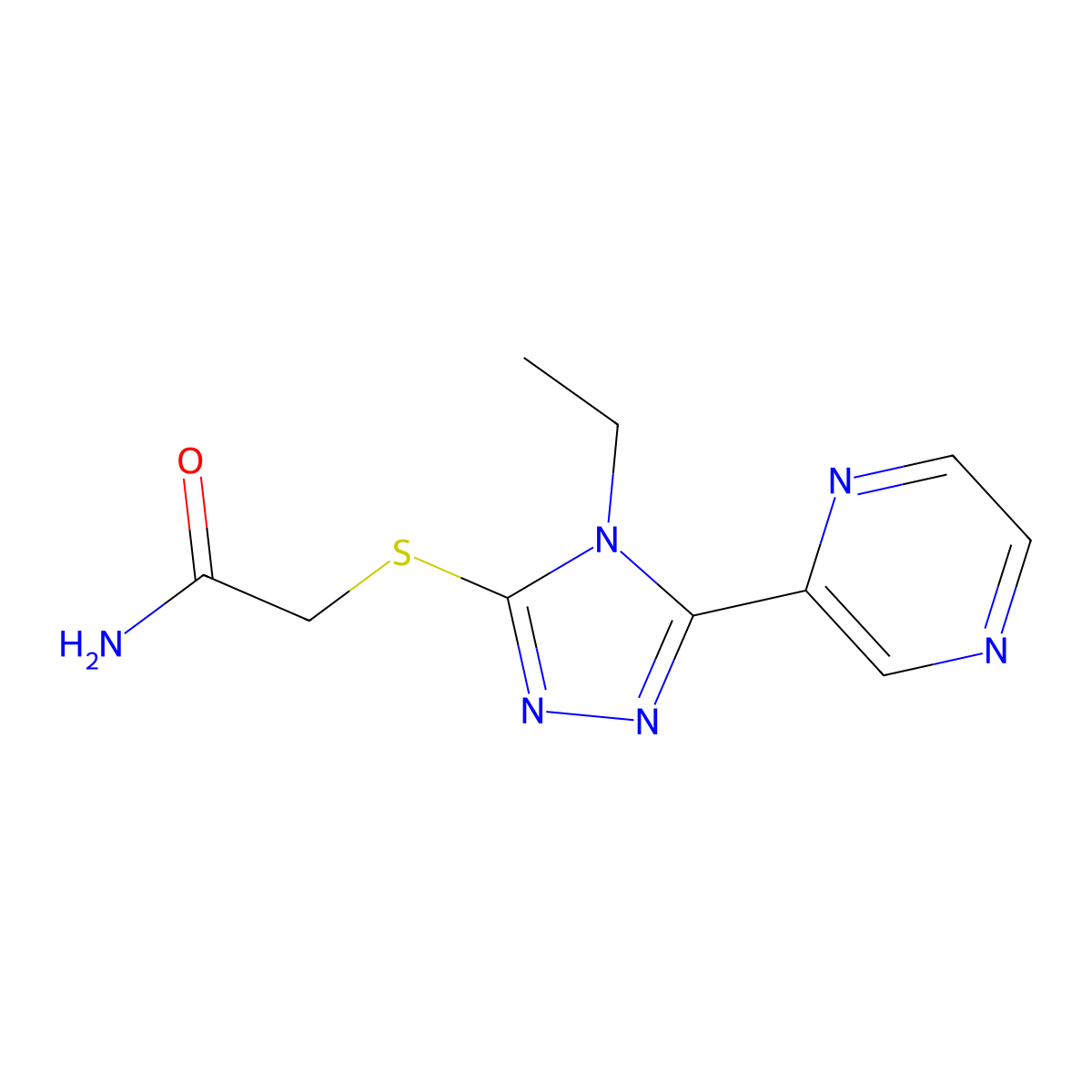 2-{[4-ethyl-5-(pyrazin-2-yl)-4H-1,2,4-triazol-3-yl]sulfanyl}acetamide molecular structure, CAS 579441-70-6