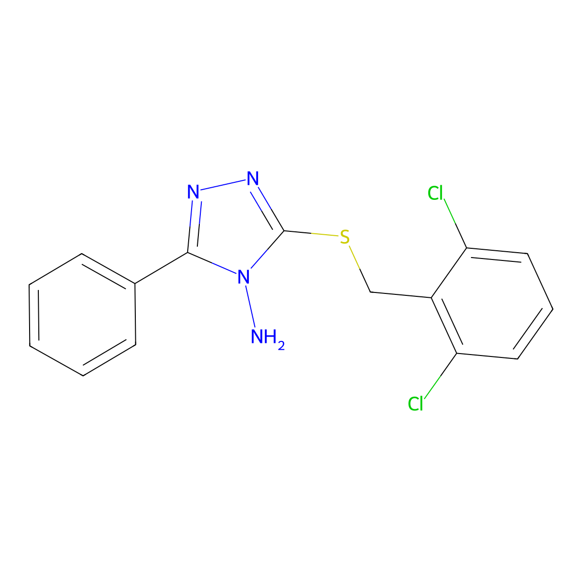 3-[(2,6-Dichlorophenyl)methylthio]-5-phenyl-1,2,4-triazole-4-ylamine molecular structure, CAS 579441-75-1