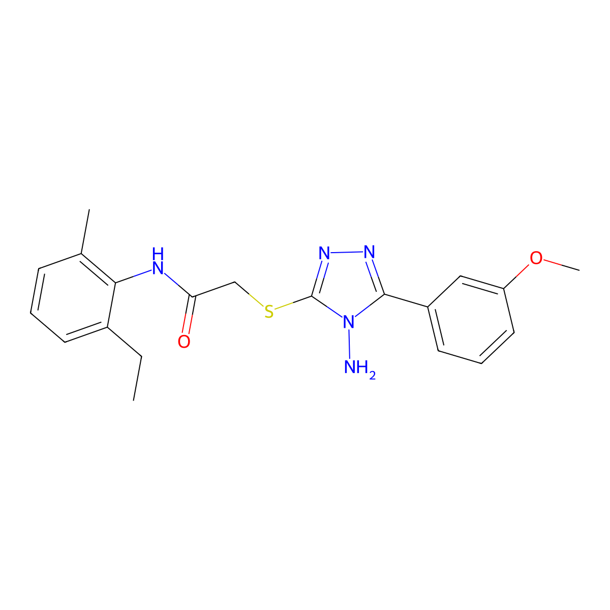 2-[4-amino-5-(3-methoxyphenyl)(1,2,4-triazol-3-ylthio)]-N-(6-ethyl-2-methylphe nyl)acetamide molecular structure, CAS 579441-85-3