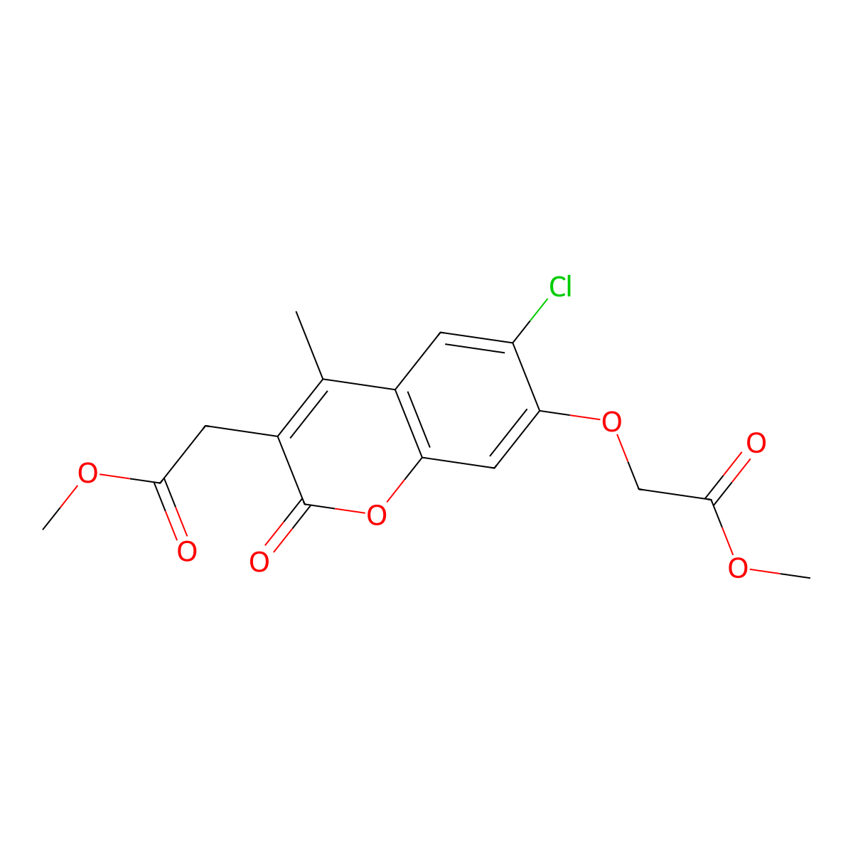 methyl [6-chloro-7-(2-methoxy-2-oxoethoxy)-4-methyl-2-oxo-2H-chromen-3-yl]acetate molecular structure, CAS 579441-86-4