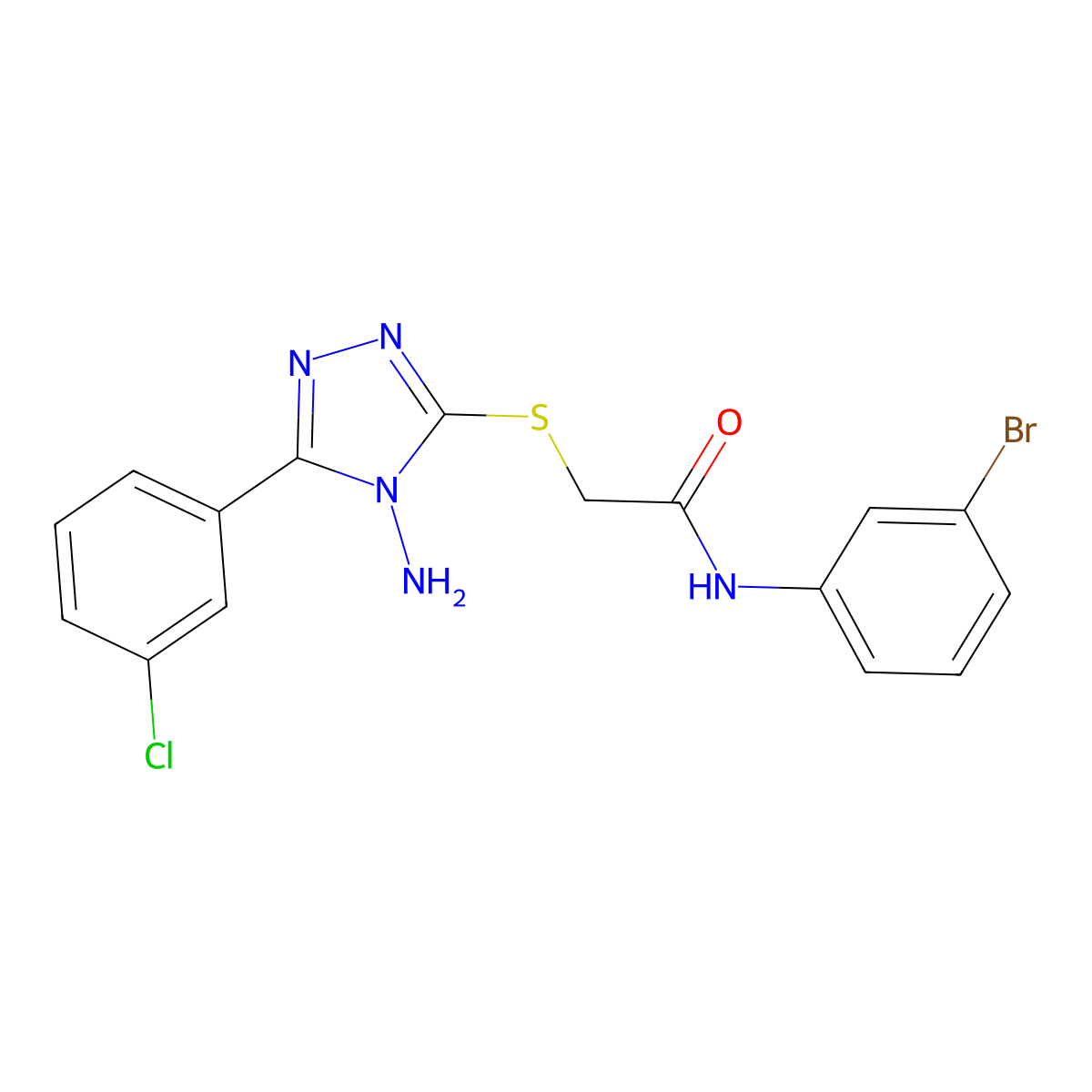 2-[4-amino-5-(3-chlorophenyl)(1,2,4-triazol-3-ylthio)]-N-(3-bromophenyl)acetam ide molecular structure, CAS 579442-03-8