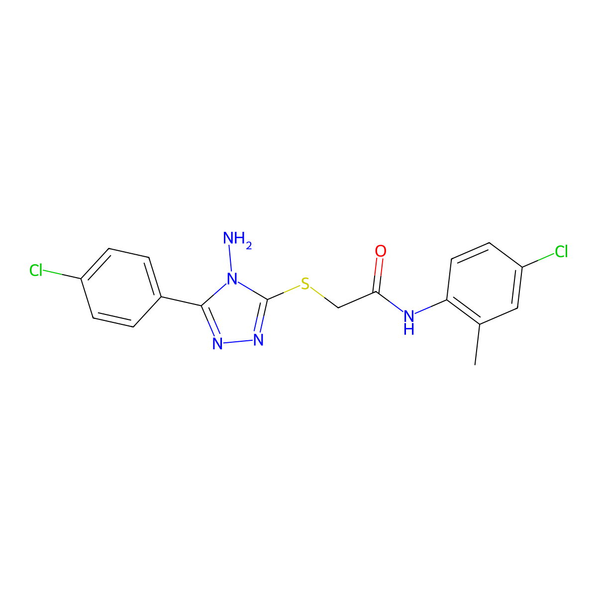 2-((4-Amino-5-(4-CL-PH)-4H-1,2,4-triazol-3-YL)thio)-N-(4-CL-2-ME-PH)acetamide molecular structure, CAS 579442-13-0