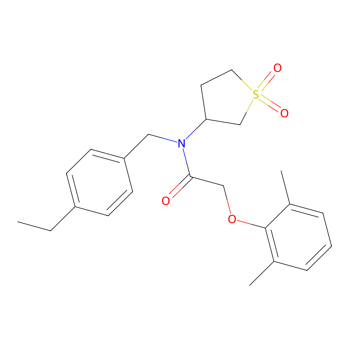 2-(2,6-dimethylphenoxy)-N-(1,1-dioxidotetrahydrothiophen-3-yl)-N-(4-ethylbenzyl)acetamide molecular structure, CAS 579442-17-4