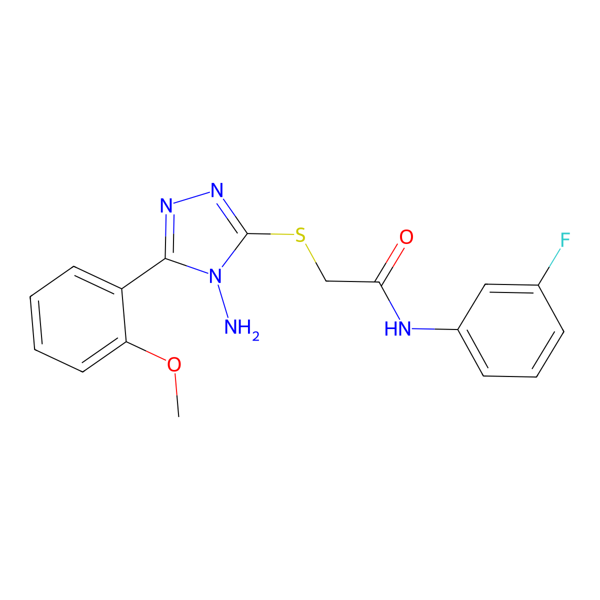 2-{[4-amino-5-(2-methoxyphenyl)-4H-1,2,4-triazol-3-yl]sulfanyl}-N-(3-fluorophenyl)acetamide molecular structure, CAS 579442-45-8