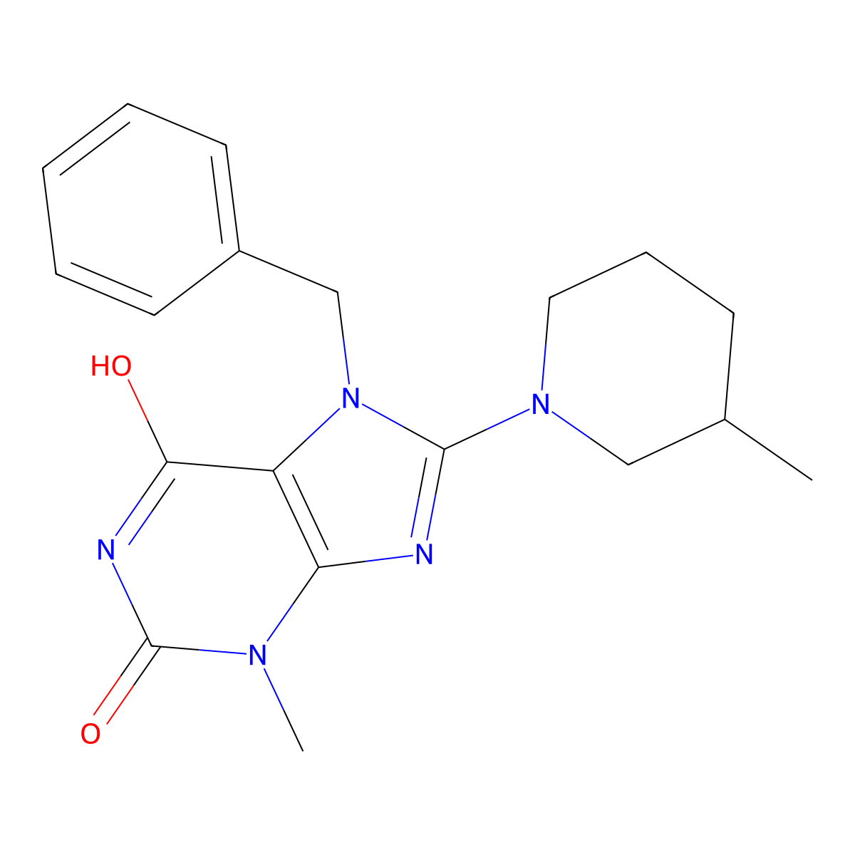 7-benzyl-3-methyl-8-(3-methylpiperidin-1-yl)-1H-purine-2,6(3H,7H)-dione molecular structure, CAS 579442-65-2