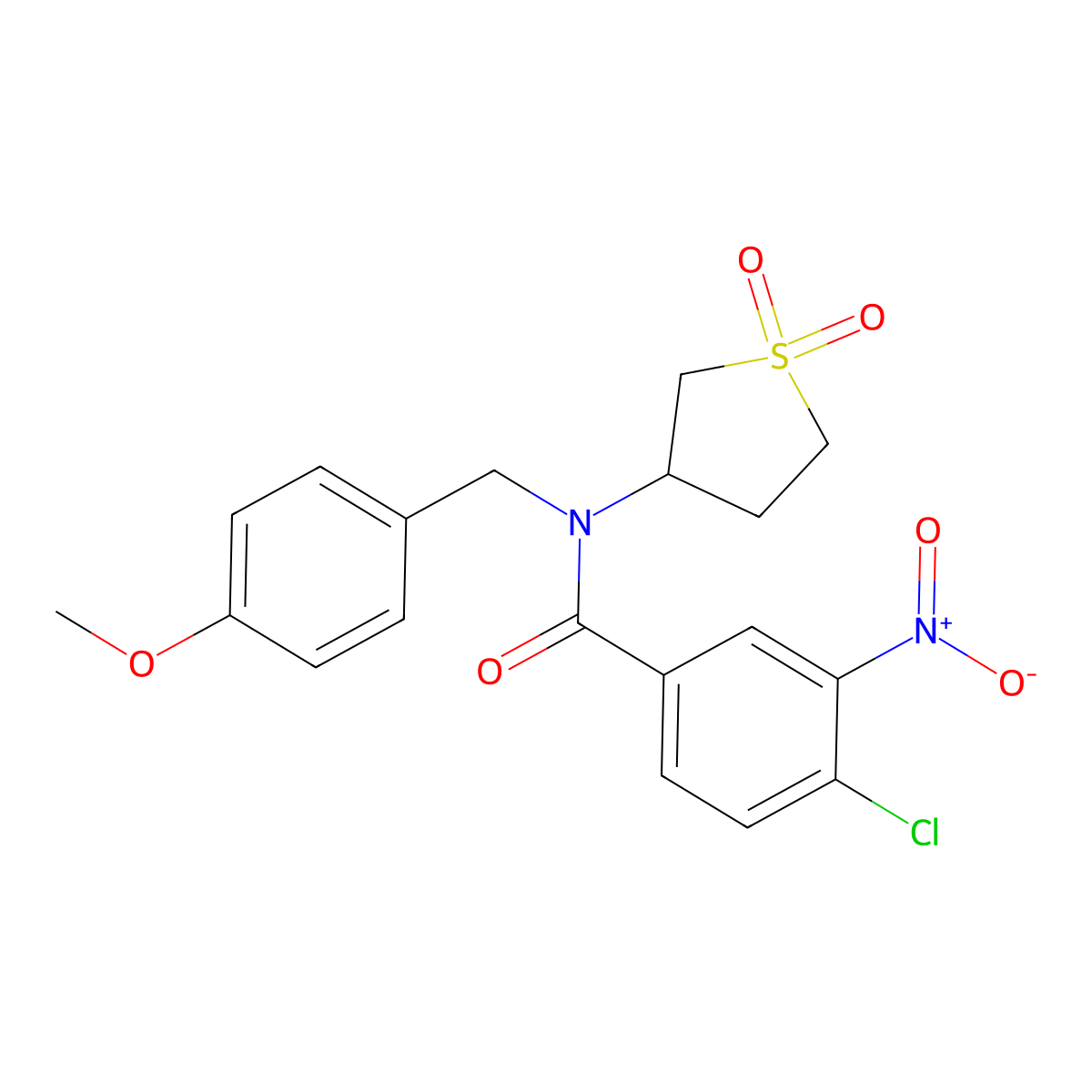 4-chloro-N-(1,1-dioxidotetrahydrothiophen-3-yl)-N-(4-methoxybenzyl)-3-nitrobenzamide molecular structure, CAS 579442-88-9