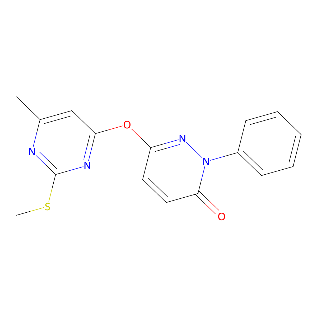 6-(6-Methyl-2-methylsulfanylpyrimidin-4-yl)oxy-2-phenylpyridazin-3-one molecular structure, CAS 579443-01-9