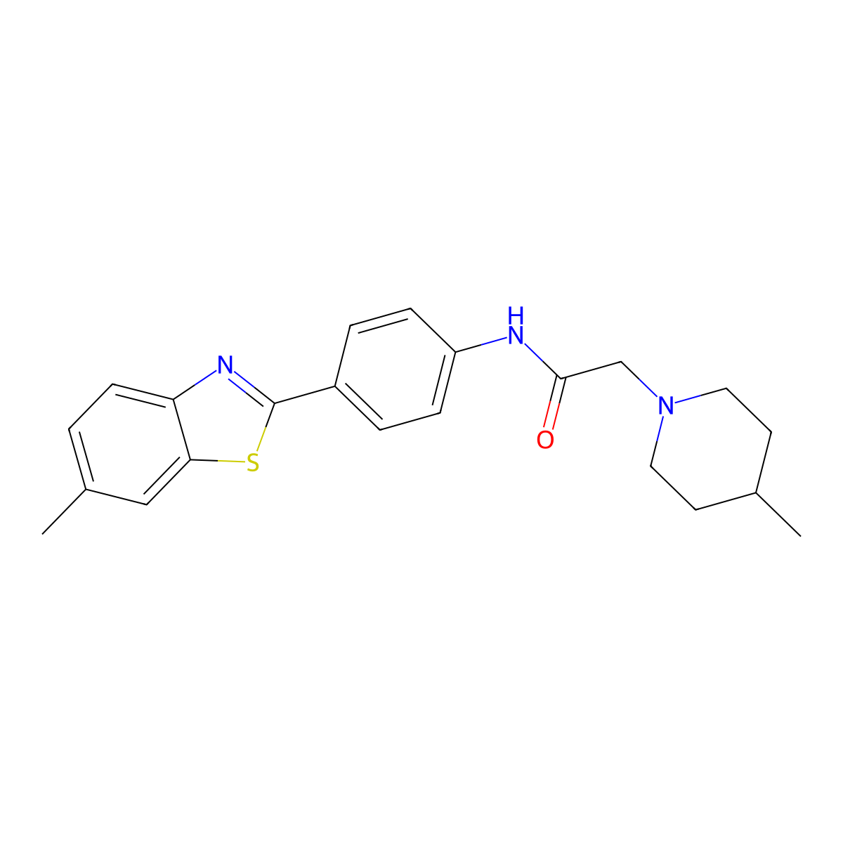 N-[4-(6-methyl-1,3-benzothiazol-2-yl)phenyl]-2-(4-methylpiperidin-1-yl)acetamide molecular structure, CAS 579443-03-1