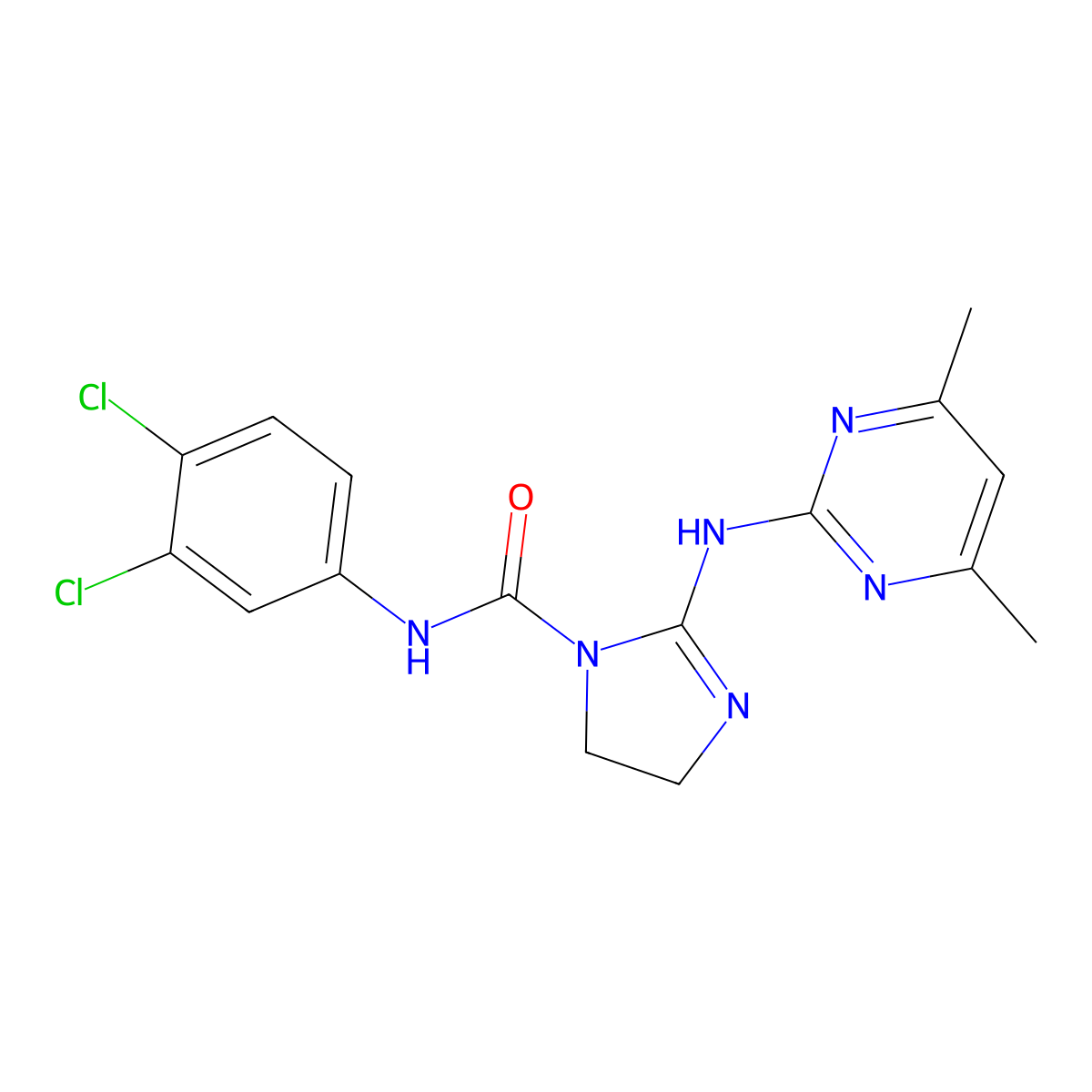 N-(3,4-dichlorophenyl)-2-[(4,6-dimethyl-2-pyrimidinyl)amino]-4,5-dihydro-1H-imidazole-1-carboxamide molecular structure, CAS 579443-15-5