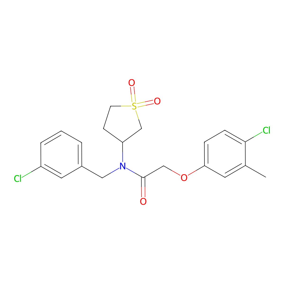 N-(3-chlorobenzyl)-2-(4-chloro-3-methylphenoxy)-N-(1,1-dioxidotetrahydrothiophen-3-yl)acetamide molecular structure, CAS 579443-22-4