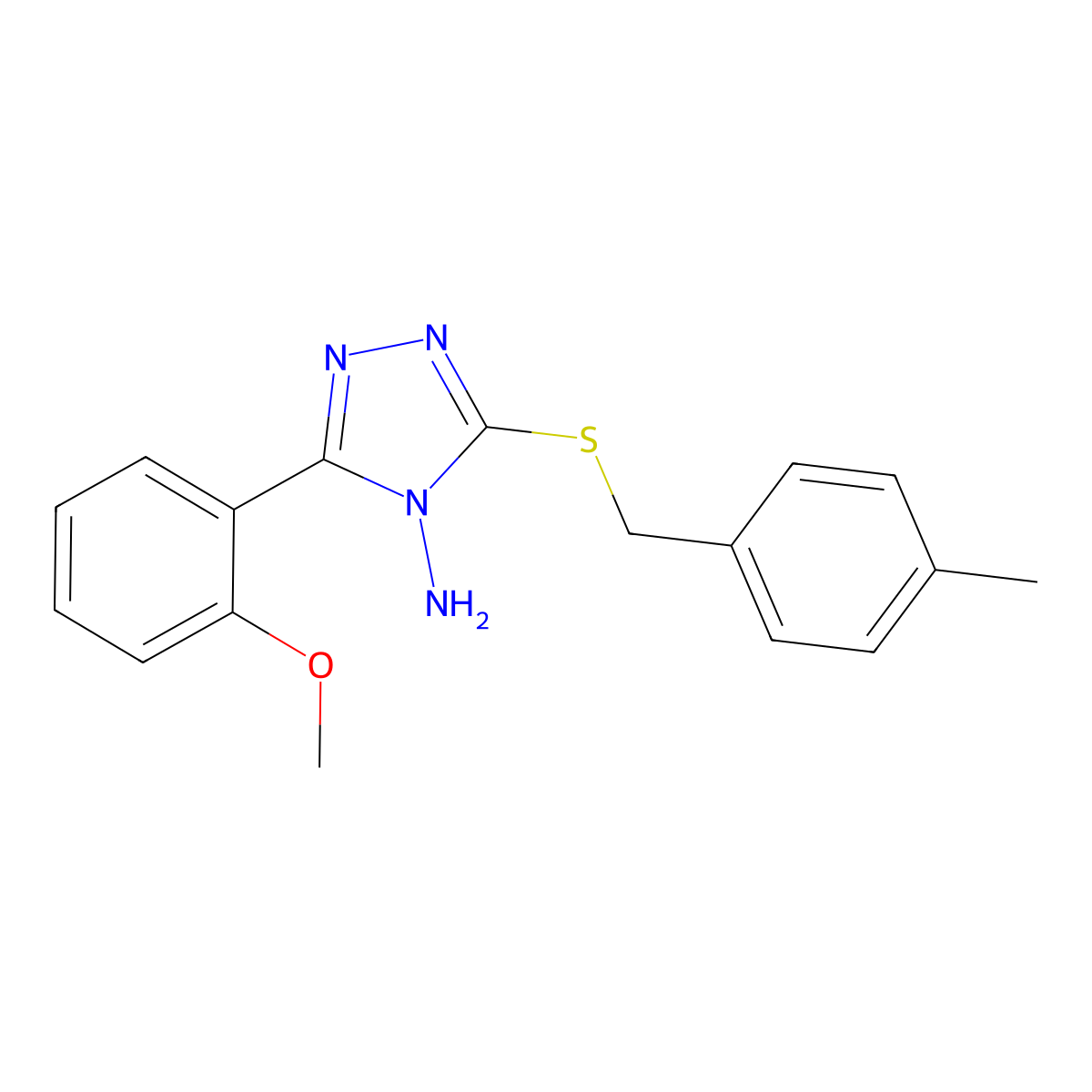 3-(2-Methoxyphenyl)-5-[(4-methylphenyl)methylthio]-1,2,4-triazole-4-ylamine molecular structure, CAS 579443-38-2