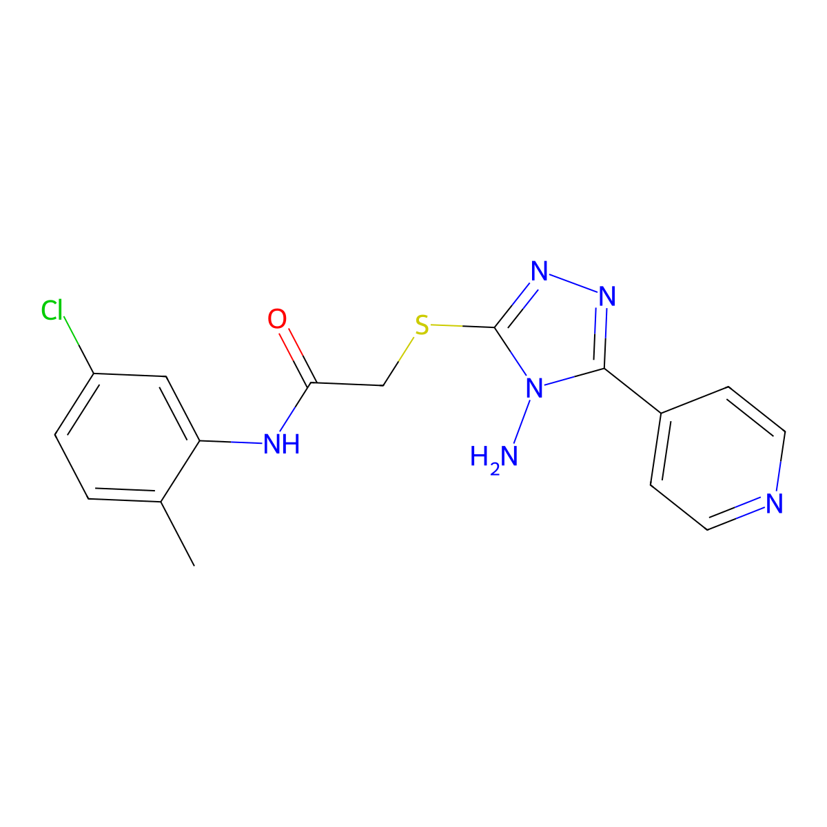2-((4-amino-5-(pyridin-4-yl)-4H-1,2,4-triazol-3-yl)thio)-N-(5-chloro-2-methylphenyl)acetamide molecular structure, CAS 579443-52-0