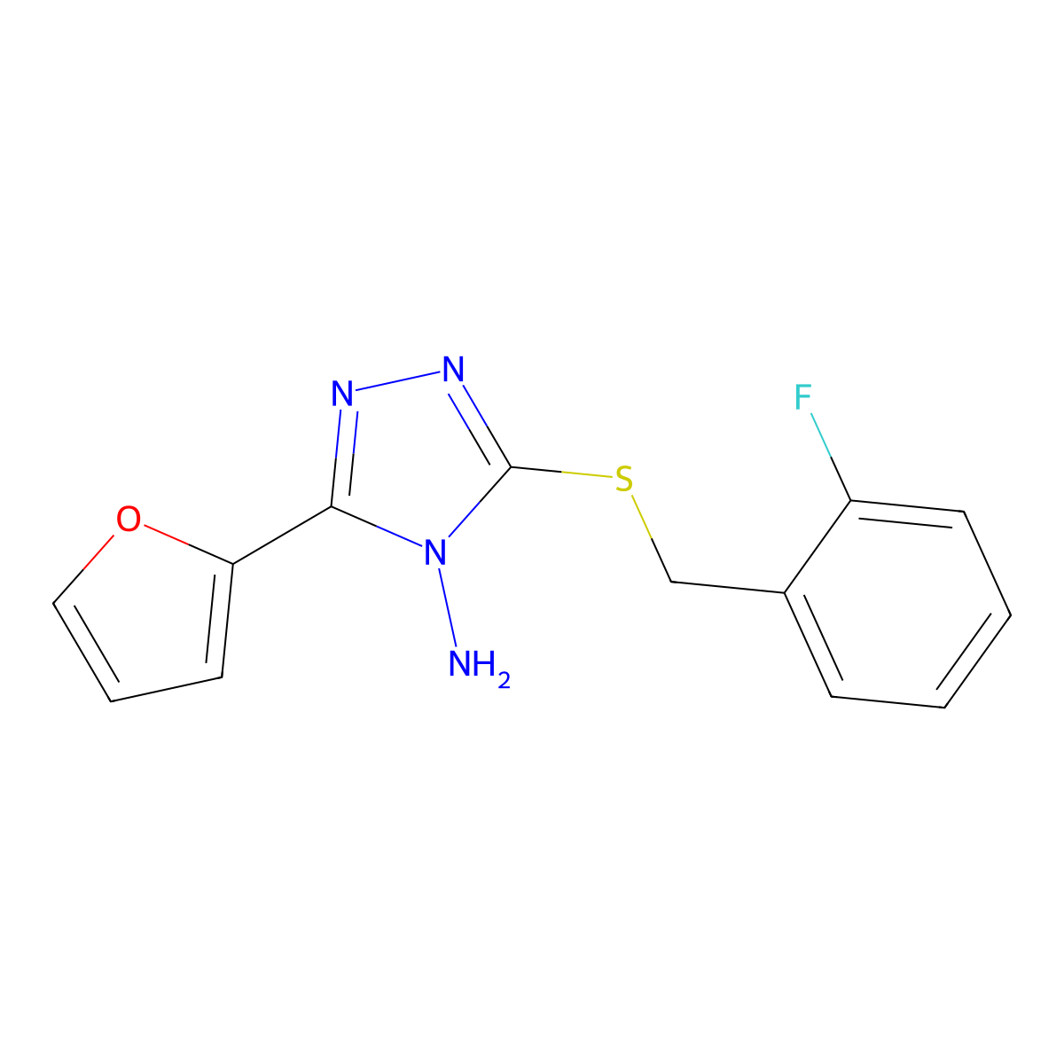 5-[(2-Fluorophenyl)methylthio]-3-(2-furyl)-1,2,4-triazole-4-ylamine molecular structure, CAS 579443-71-3