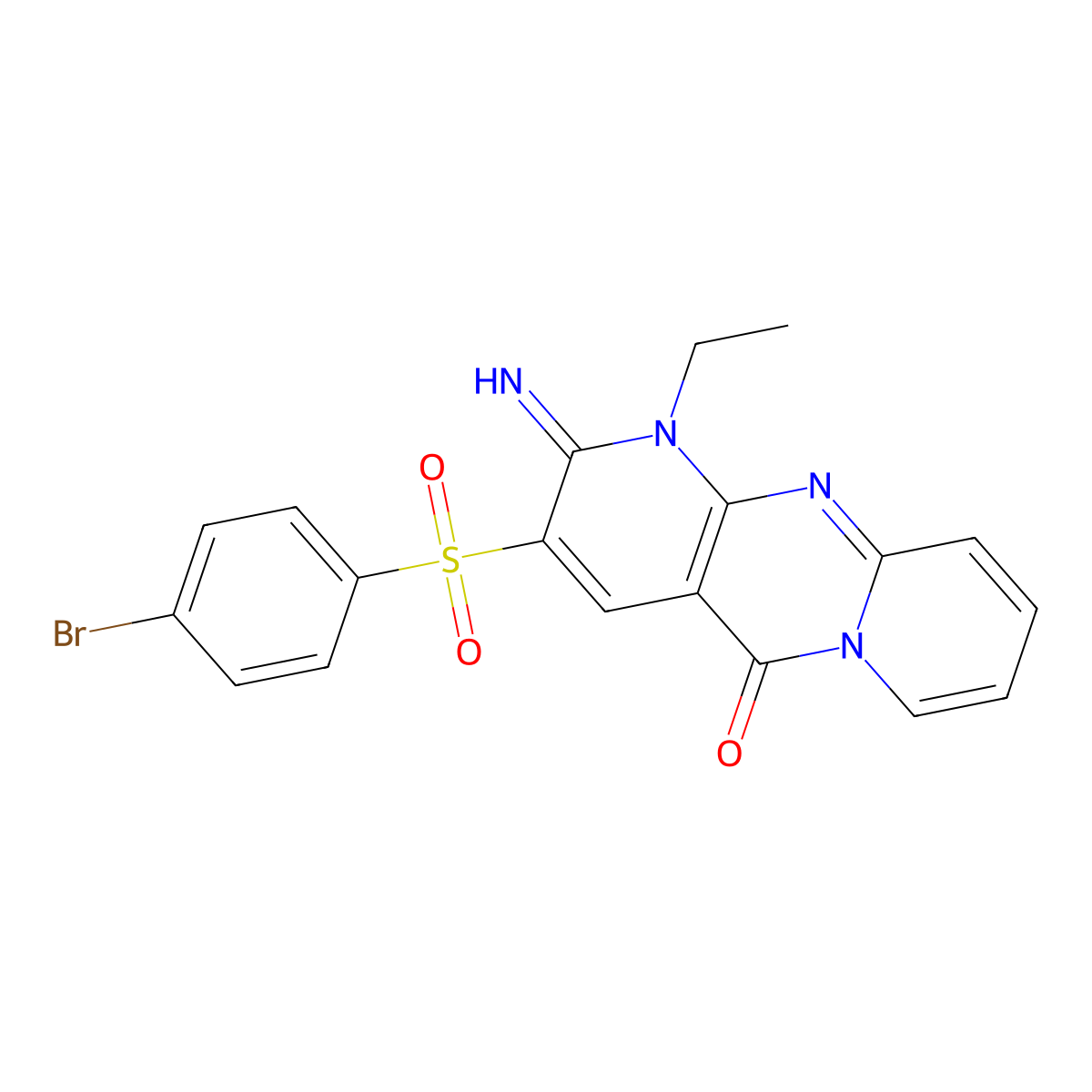 3-[(4-bromophenyl)sulfonyl]-1-ethyl-2-imino-1,2-dihydro-5H-dipyrido[1,2-a:2',3'-d]pyrimidin-5-one molecular structure, CAS 579443-72-4
