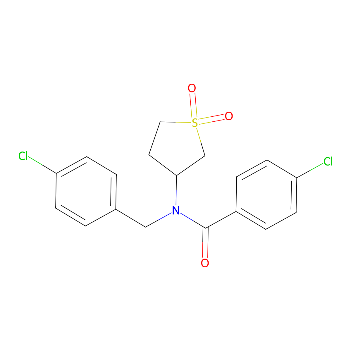 4-chloro-N-(4-chlorobenzyl)-N-(1,1-dioxidotetrahydrothiophen-3-yl)benzamide molecular structure, CAS 579443-91-7