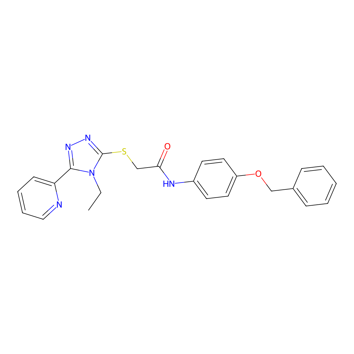 N-[4-(Benzyloxy)phenyl]-2-{[4-ethyl-5-(2-pyridinyl)-4H-1,2,4-triazol-3-YL]sulfanyl}acetamide molecular structure, CAS 579444-09-0