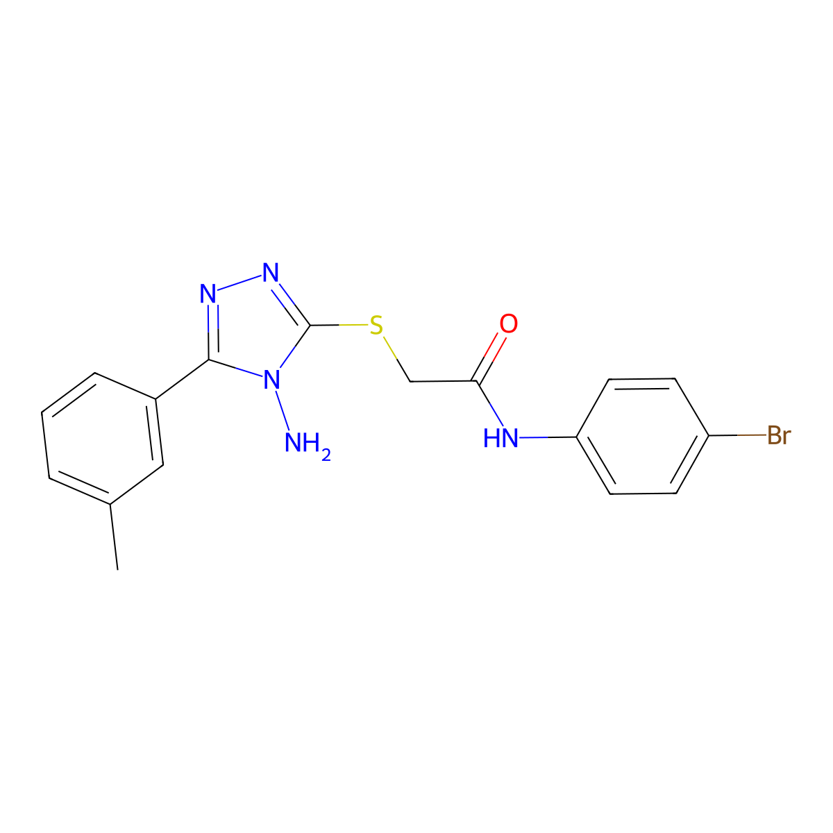 2-[4-amino-5-(3-methylphenyl)(1,2,4-triazol-3-ylthio)]-N-(4-bromophenyl)acetam ide molecular structure, CAS 579444-13-6