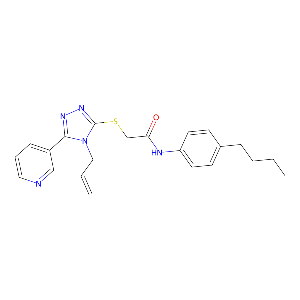 N-(4-butylphenyl)-2-{[4-(prop-2-en-1-yl)-5-(pyridin-3-yl)-4H-1,2,4-triazol-3-yl]sulfanyl}acetamide molecular structure, CAS 579444-21-6
