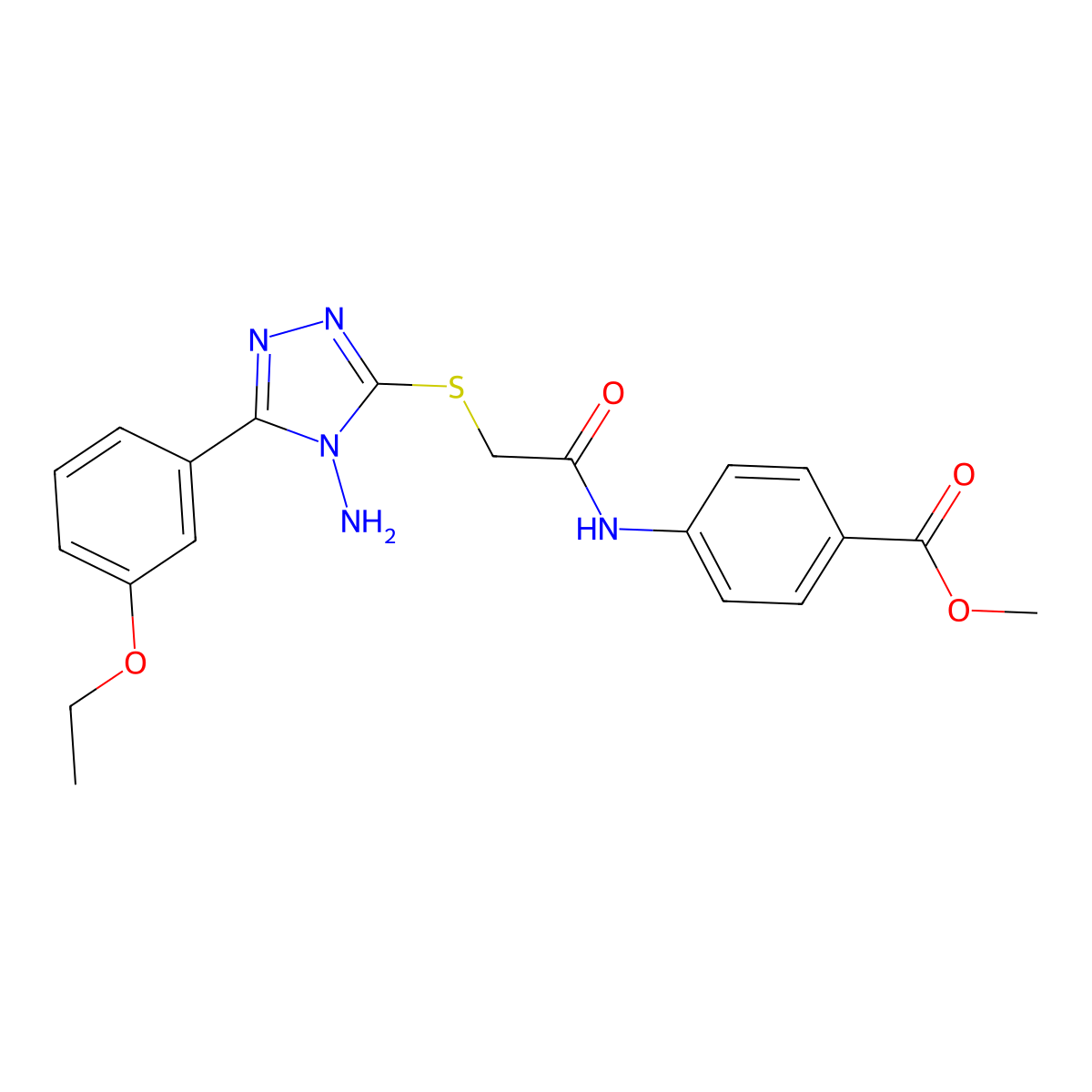 methyl 4-[({[4-amino-5-(3-ethoxyphenyl)-4H-1,2,4-triazol-3-yl]sulfanyl}acetyl)amino]benzoate molecular structure, CAS 579445-96-8