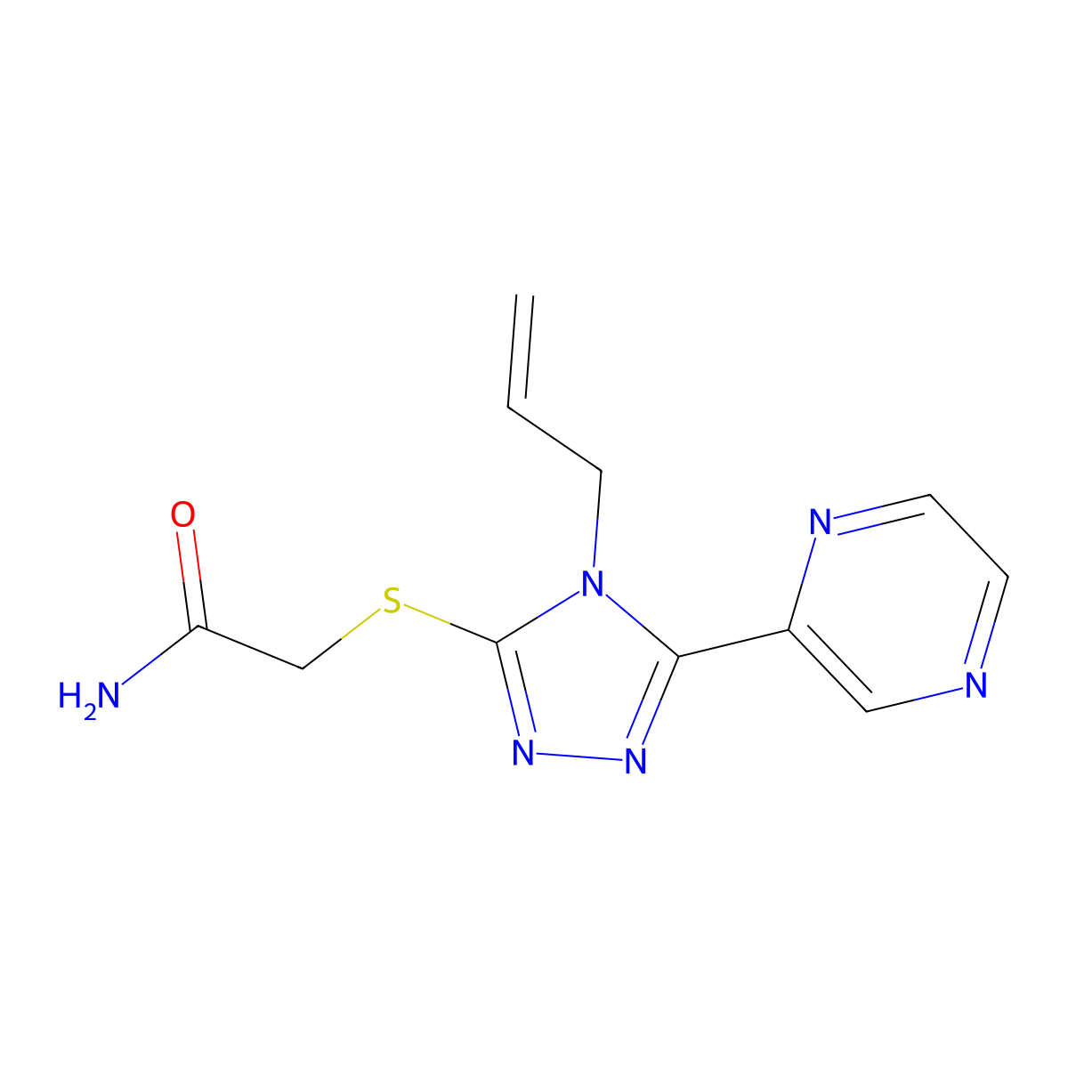 2-{[4-(prop-2-en-1-yl)-5-(pyrazin-2-yl)-4H-1,2,4-triazol-3-yl]sulfanyl}acetamide molecular structure, CAS 579445-99-1